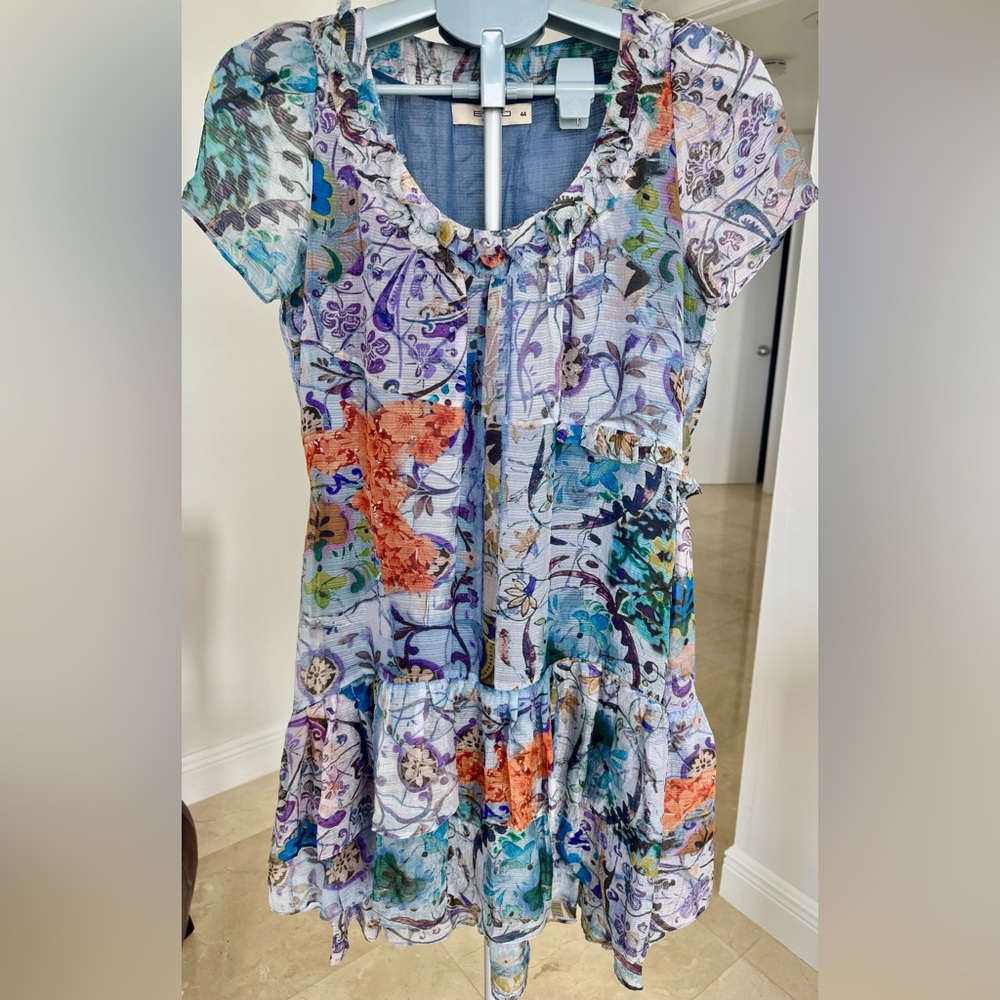 Etro Multicolor Floral Dress, 100% silk, fully lined, S/M